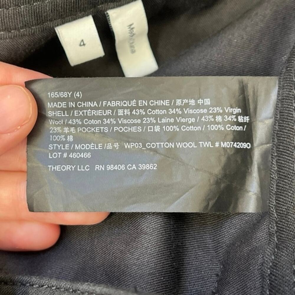 Theory Project Cotton Wool Twill Five-Pocket Relaxed Utility Barrel Pants Size 4 - Picture 12 of 16